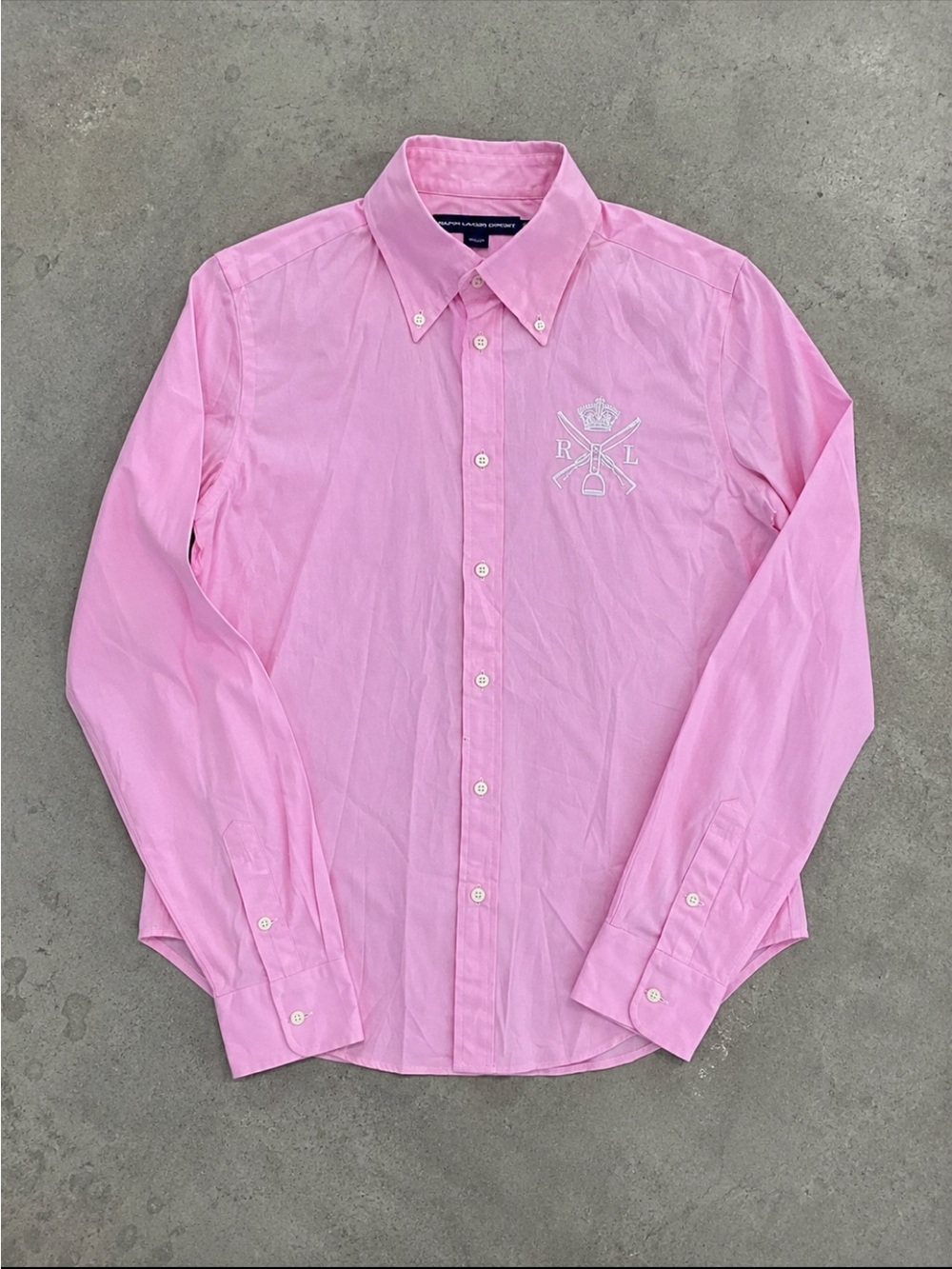 Ralph Lauren Sport Pink Button Down Oxford Shirt Woman 8 Crown Crest Logo Cotton